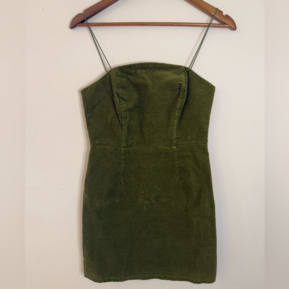 Urban Outfitters green corduroy sleeveless mini dress SZ 2
